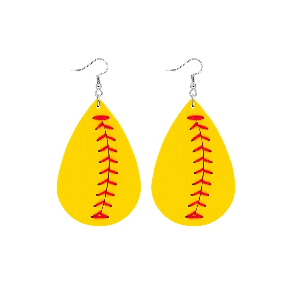 Teardrop Softball Earrings Mustard Yellow Stylish Statement Jewelry