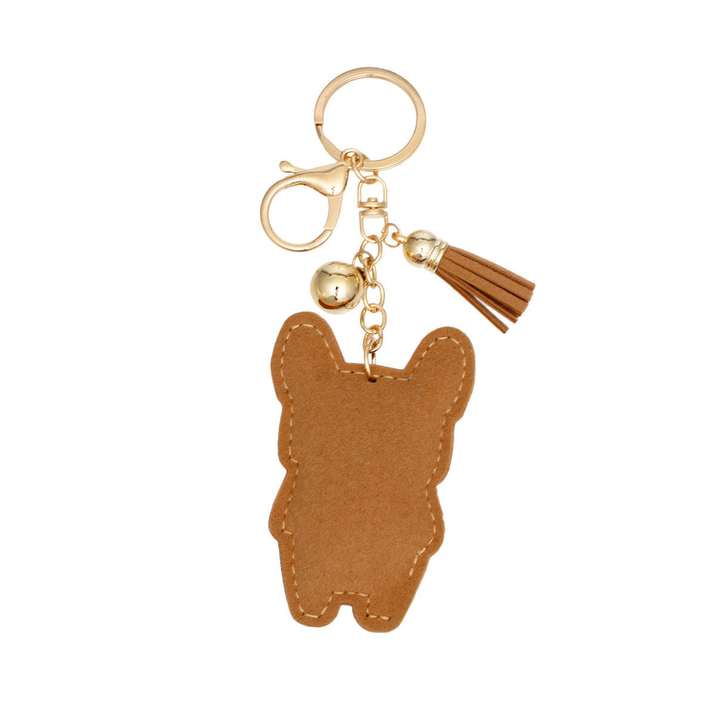 Bulldog Charm Keychain in Gold Brown – Stylish Accessory for Women