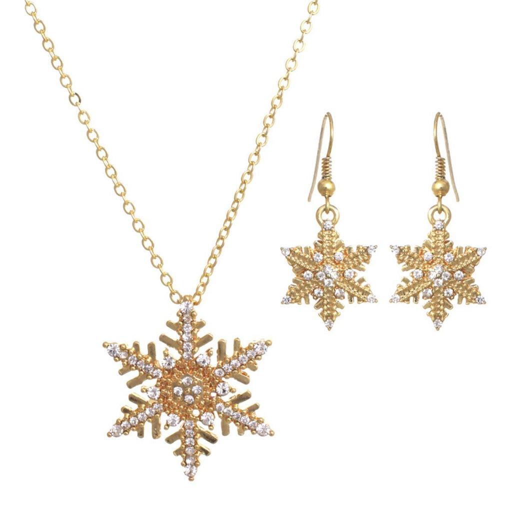 Statement Necklace Gold Winter Snowflake Stylish Jewelry Accessory