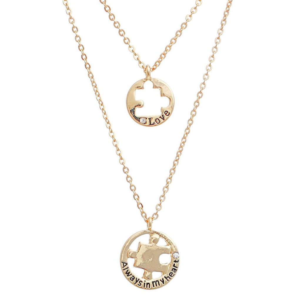 Layered Gold Puzzle Cutout Statement Necklaces Stylish Chic Jewelry