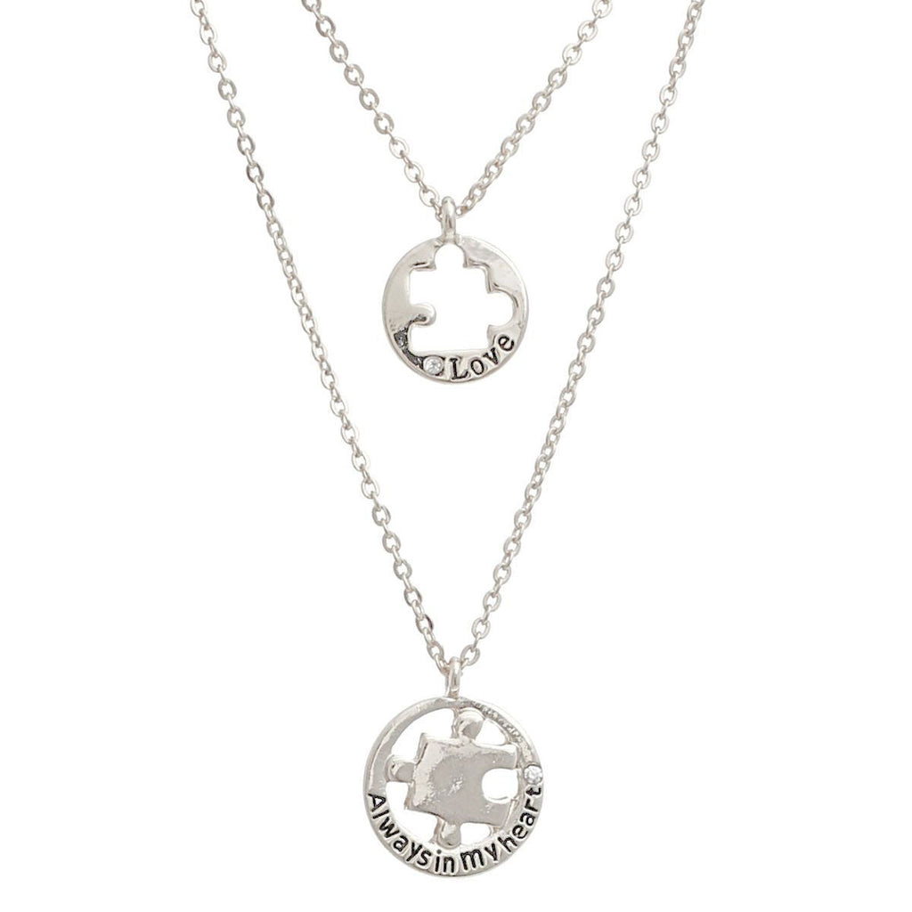 Layered Silver Puzzle Cutout Necklaces Stylish Statement Jewelry