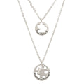 Layered Silver Puzzle Cutout Necklaces Stylish Statement Jewelry
