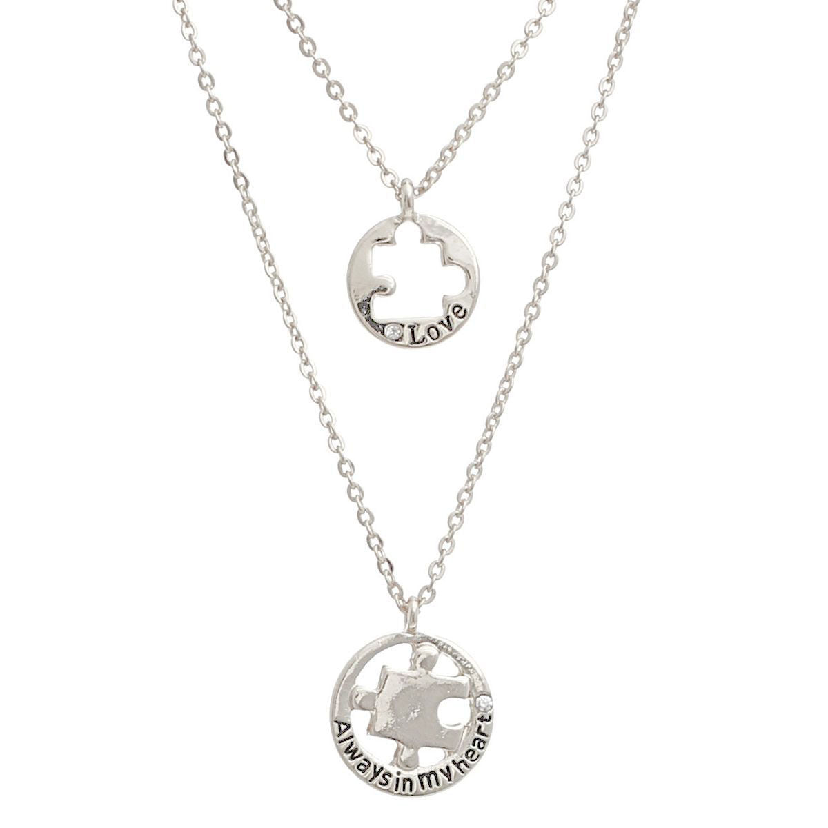 Layered Silver Puzzle Cutout Necklaces Stylish Statement Jewelry