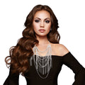 Statement Silver Vintage Fringe Chain Necklace Stylish Chic Jewelry Accessory