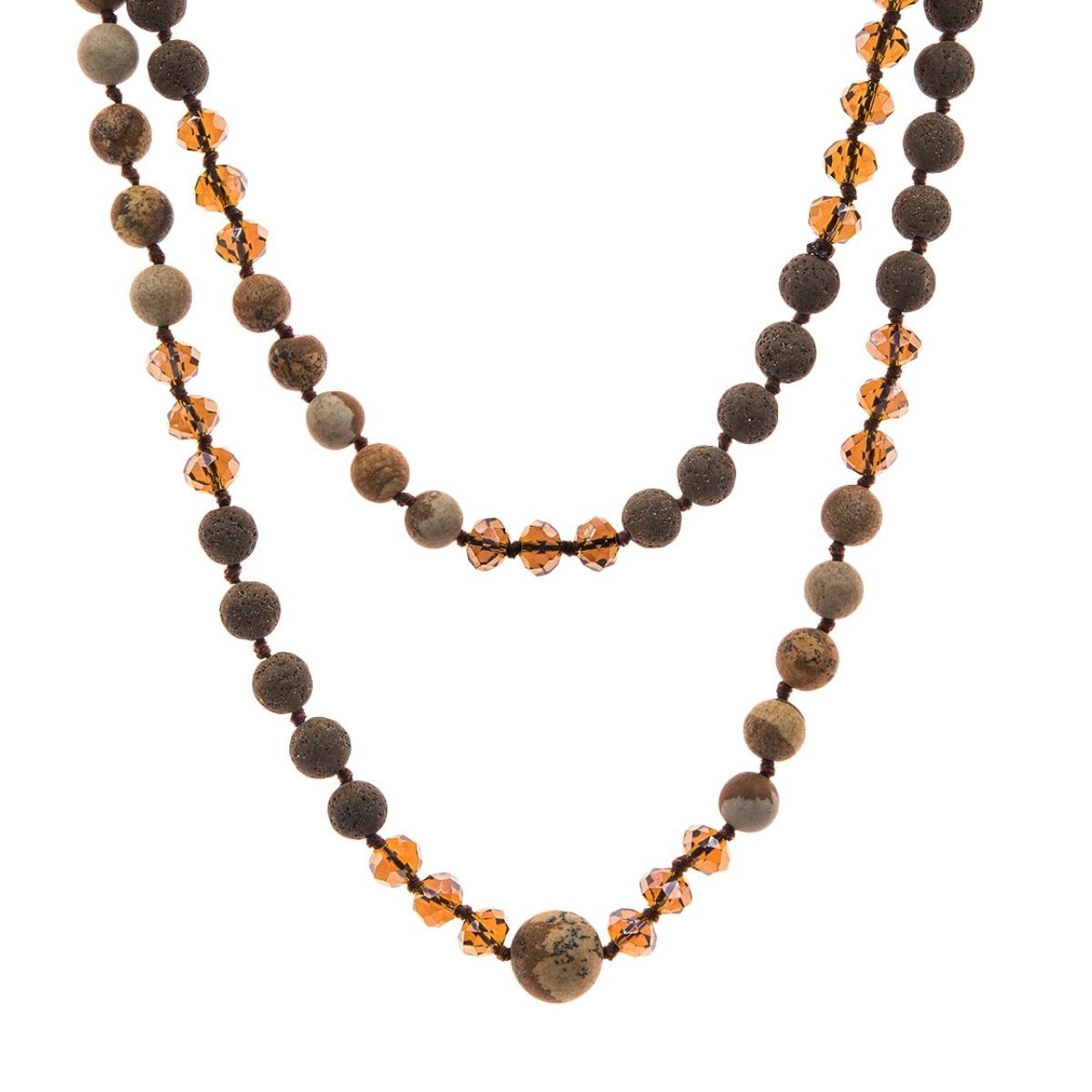 Statement Necklace with Lava and Glass Beads Trendy Fashion Jewelry