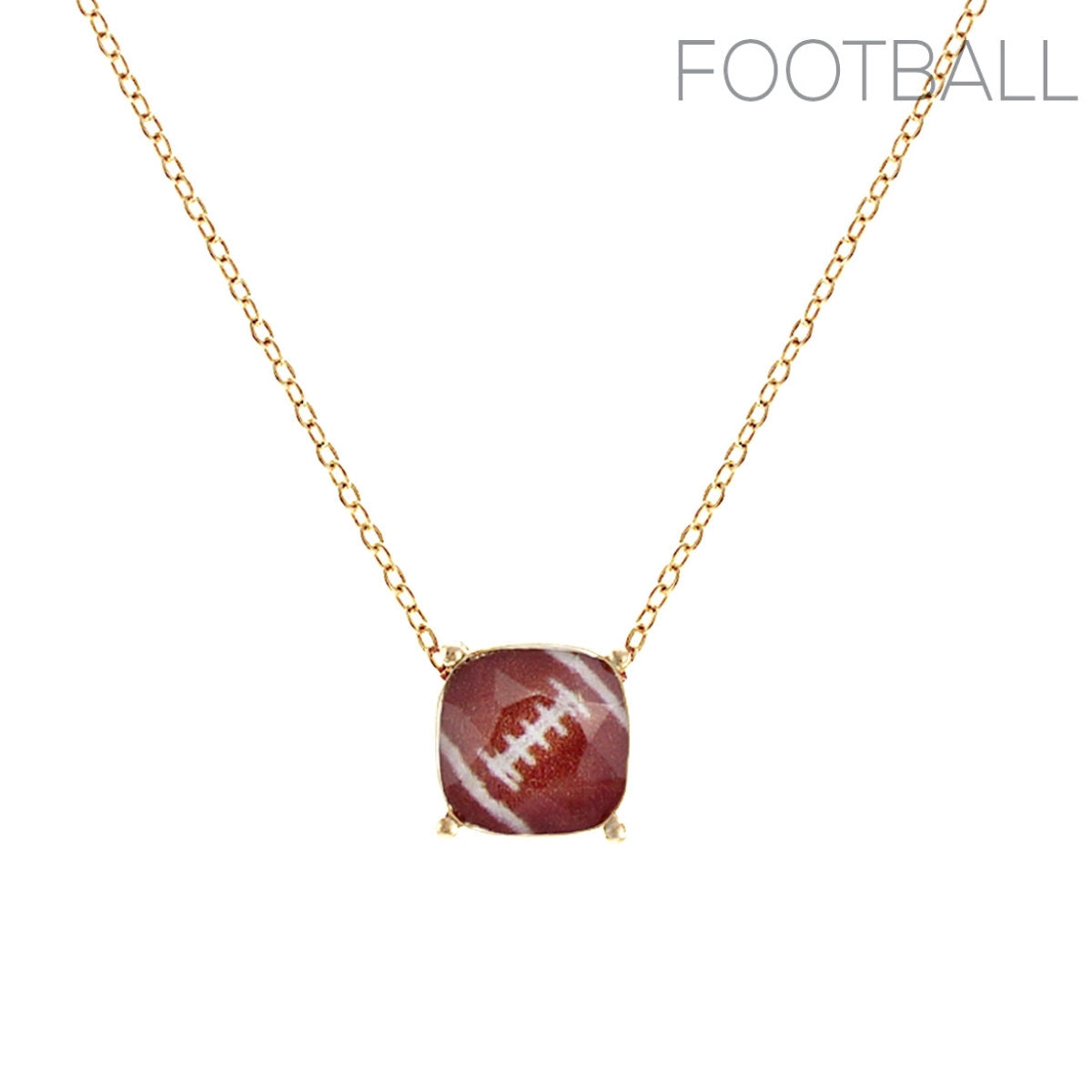 Statement Gold Cushion Cut Football Necklace Stylish Jewelry Accessory