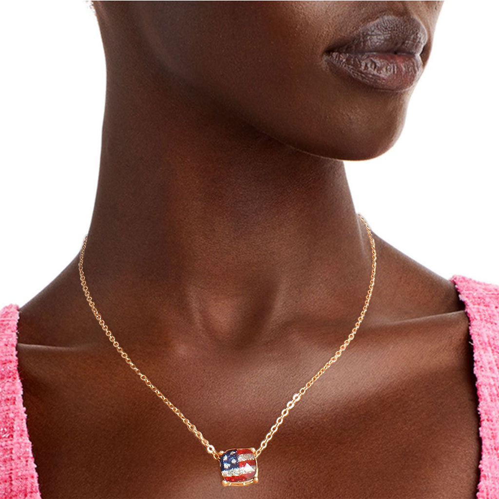 Statement Necklace Gold Glitter American Flag Stylish Jewelry Accessory