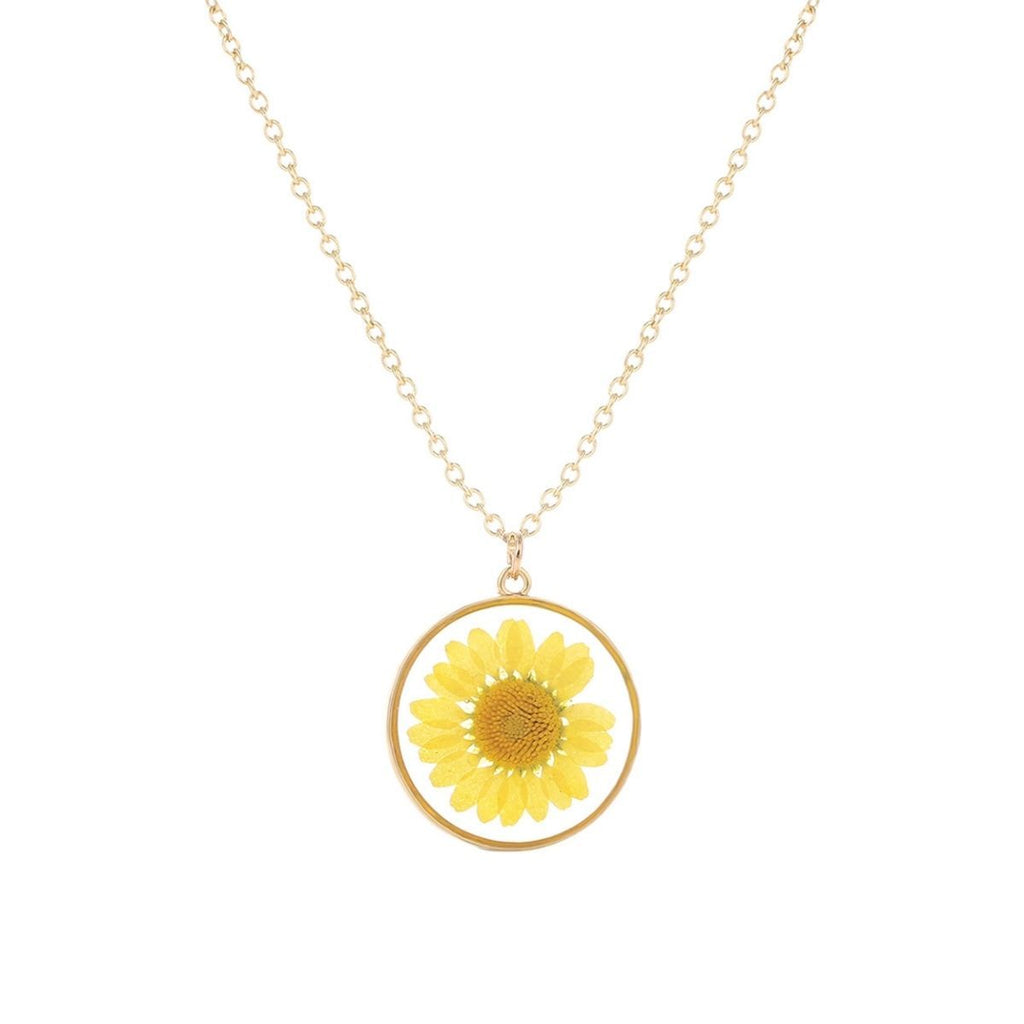 Statement Necklace Yellow Daisy Dried Flower Stylish Accessory