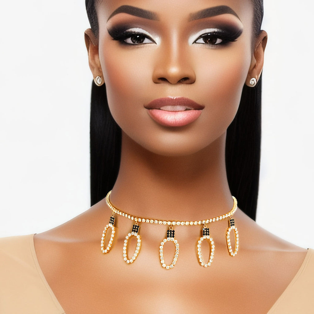 Statement Choker Necklace Gold Xmas Light Bulb Trendy Gilded Glow Accessory