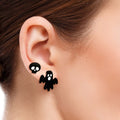 Stud Earrings 2 Pair Black Spooky Stylish Studs Trendy Accessories