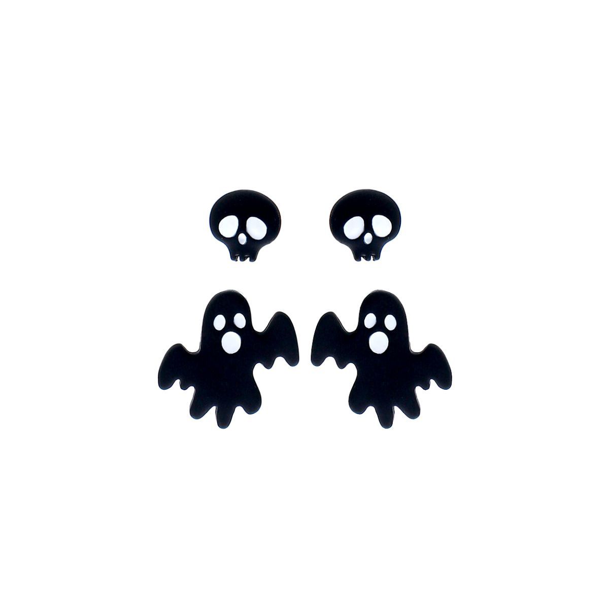 Stud Earrings 2 Pair Black Spooky Stylish Studs Trendy Accessories