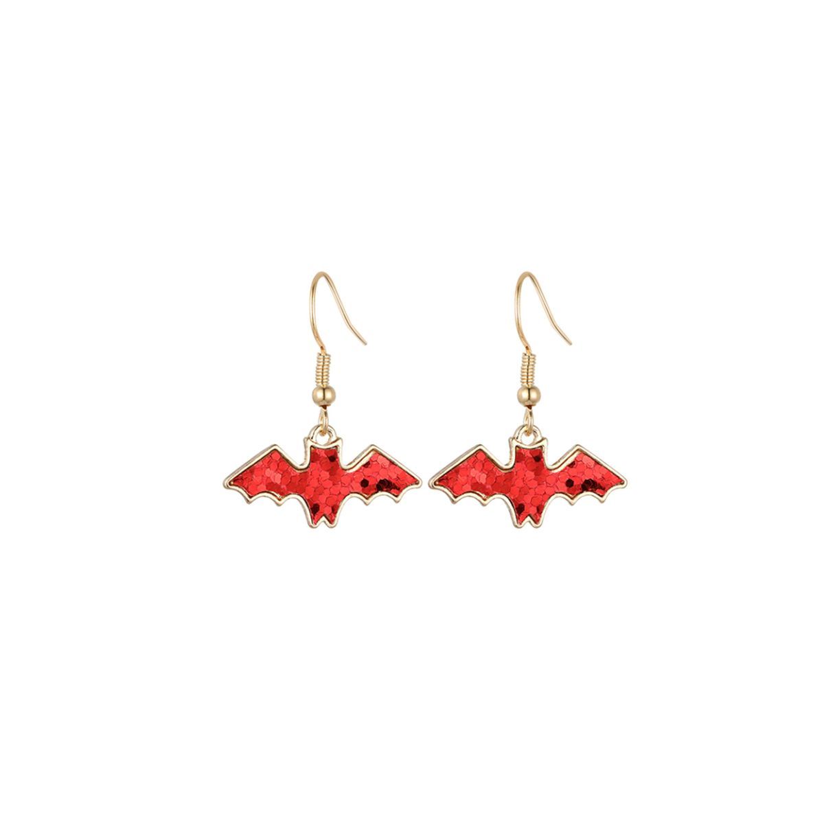 Statement Red Glitter Bat Earrings Stylish Fashion Jewelry Accessories