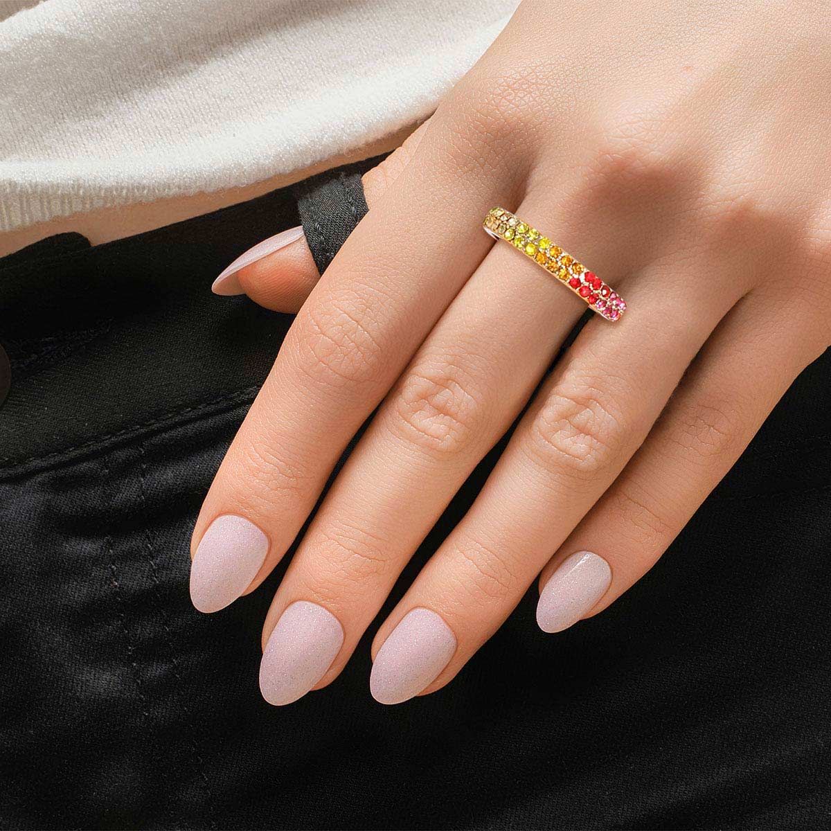 Eternity Ring with Rainbow Rhinestones – Trendy Statement Jewelry