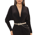 Statement Gold Stone Drape Buckle Belt Stylish Accessory