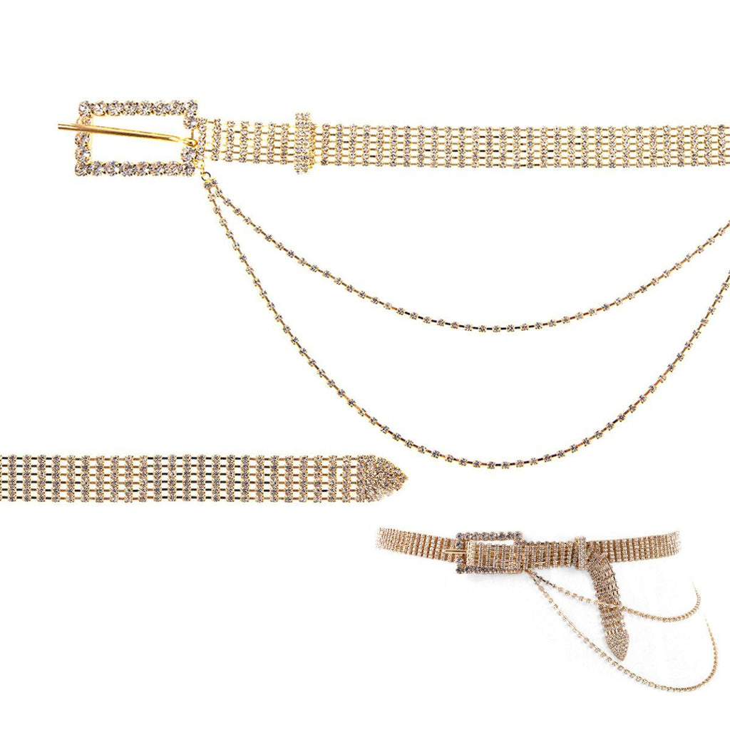 Statement Gold Stone Drape Buckle Belt Stylish Accessory