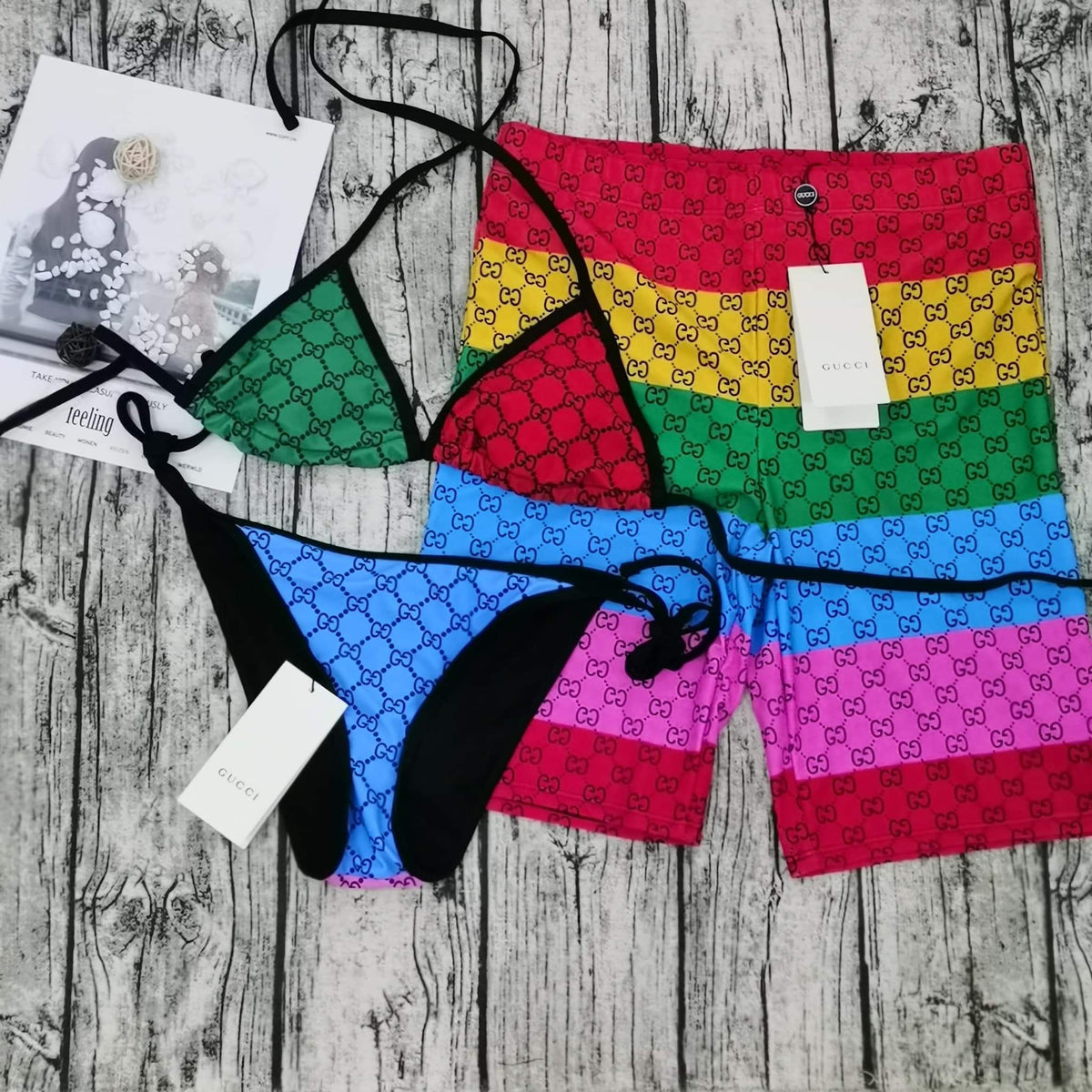 His and Her Matching Monogram Swimwear
