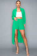 Chiffon Button Down Shorts Set