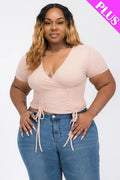 Wrap Tie Top – Short Sleeve V-Neck Fitted Shirt
