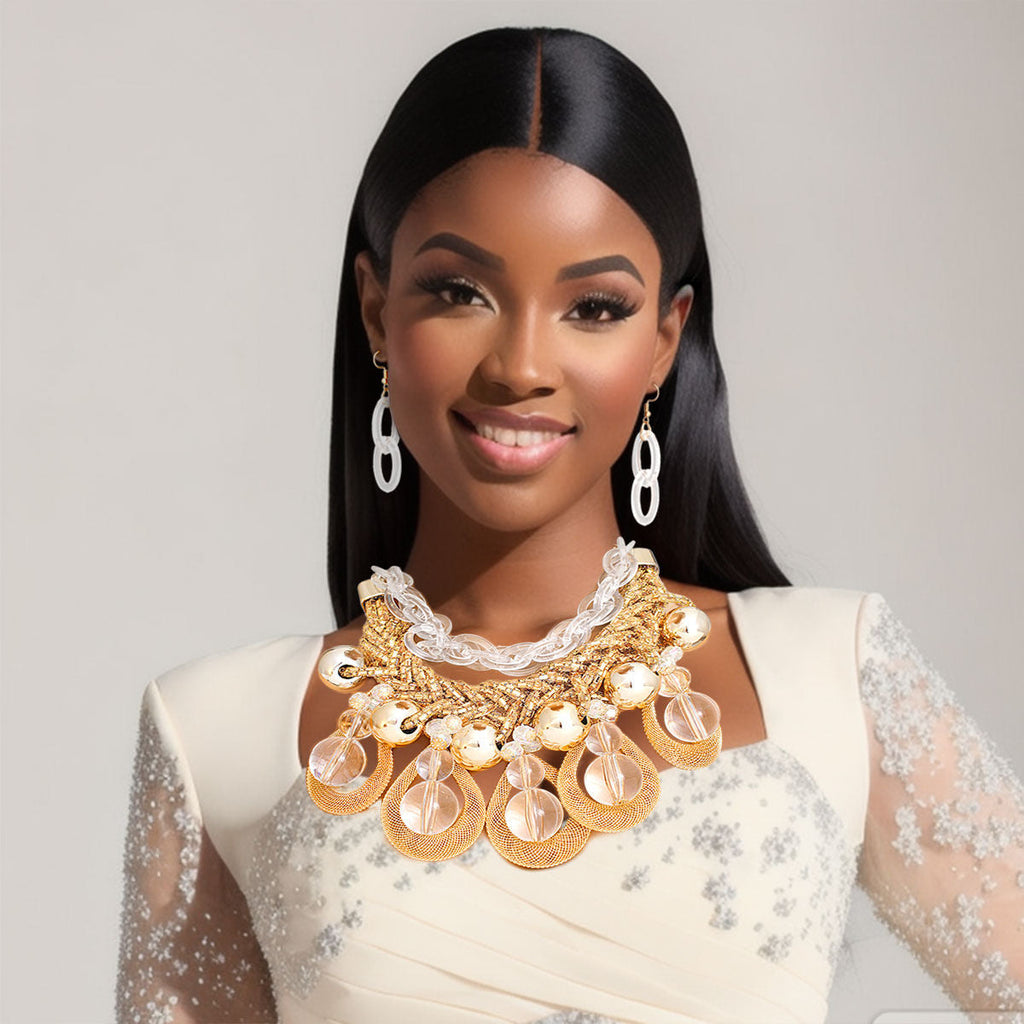 Statement Gold Teardrop Cascade Jewelry Ensemble – Trendy Elegant Accessory