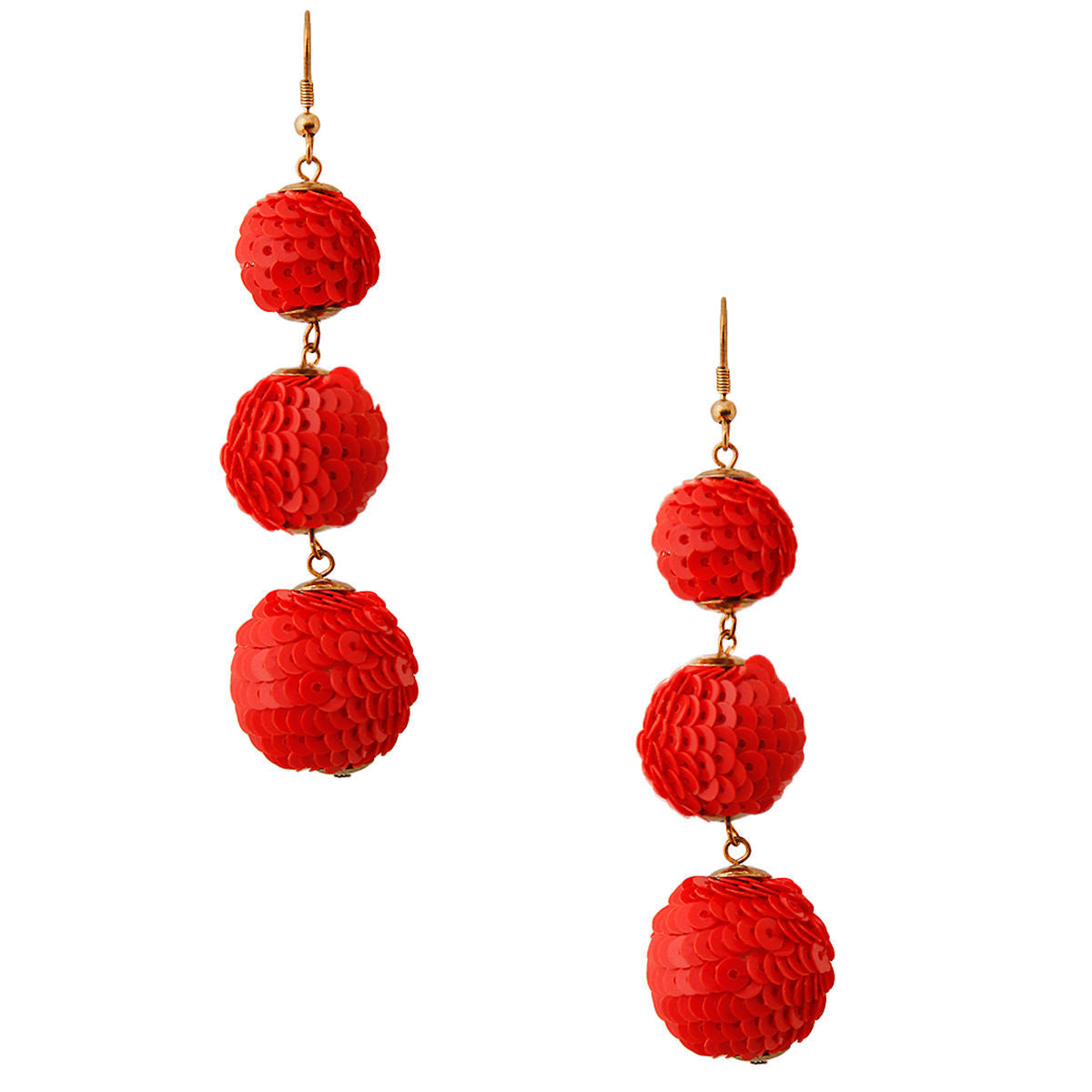 Ball Earrings Red Sequin Statement Stylish Fashion Jewelry