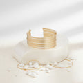 Stacked 19 Row Gold Cuff Bangle Bracelet Women’s Stylish Statement Jewelry