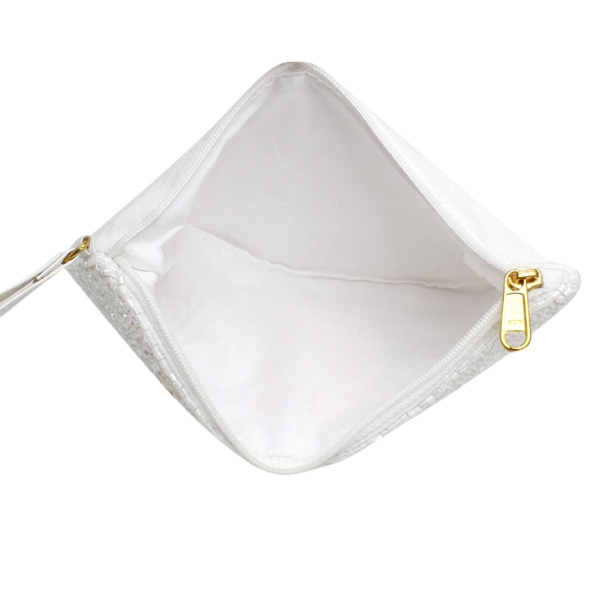Fashion Wristlet Zipper Pouch White and Pink Cowgirl Bead Stylish Accessory