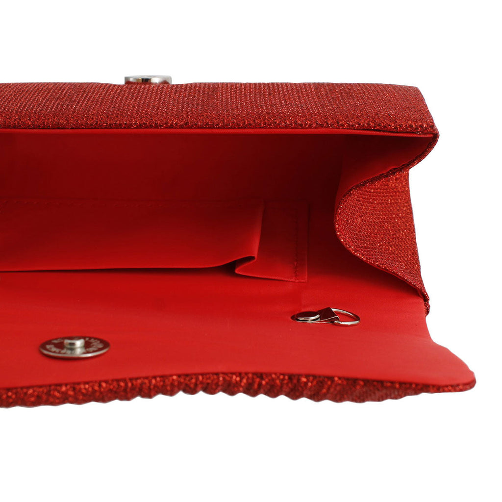 Women’s Red Ruched Clutch Evening Bag Stylish Chic Fashion Handbag