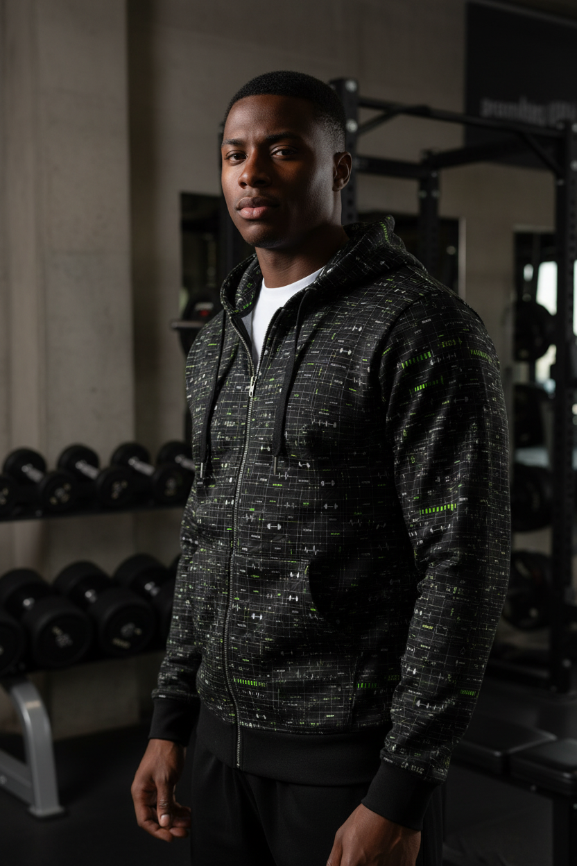 Training System Zip Hoodie – Limited Drop – All-Over Print Gym Streetwear