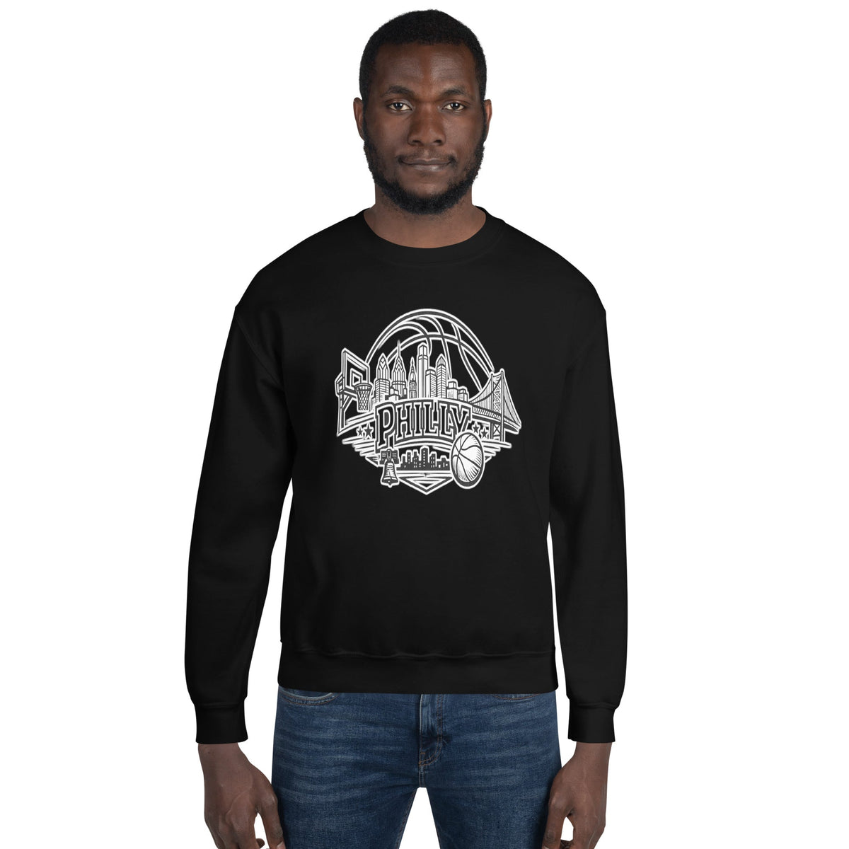 Philly Skyline Basketball Sweatshirt – Limited Drop – Philadelphia Hoops City Pride Line Art 6 Colors Unisex