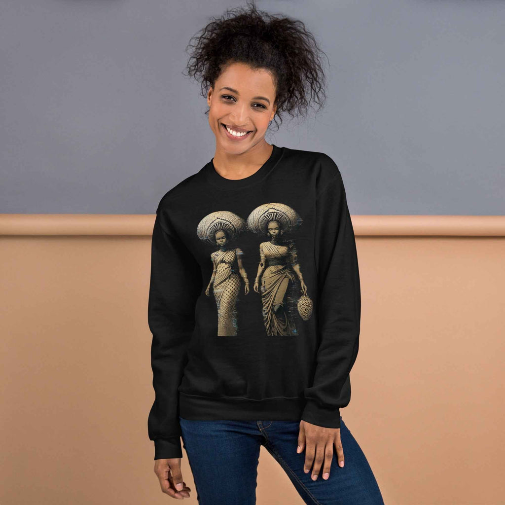 African Women Glitch Art Sweatshirt | Afro-Futuristic Digital Statement Unisex