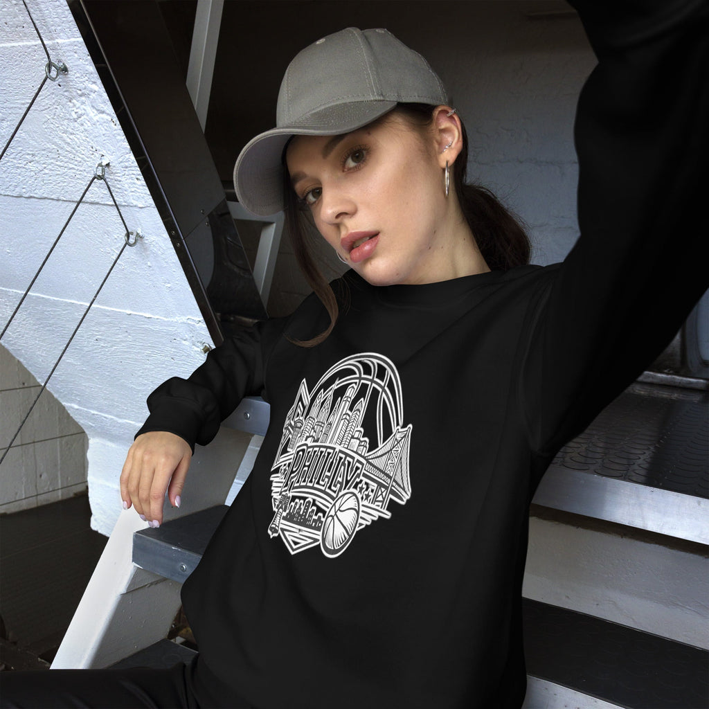 Philly Skyline Basketball Sweatshirt – Limited Drop – Philadelphia Hoops City Pride Line Art 6 Colors Unisex