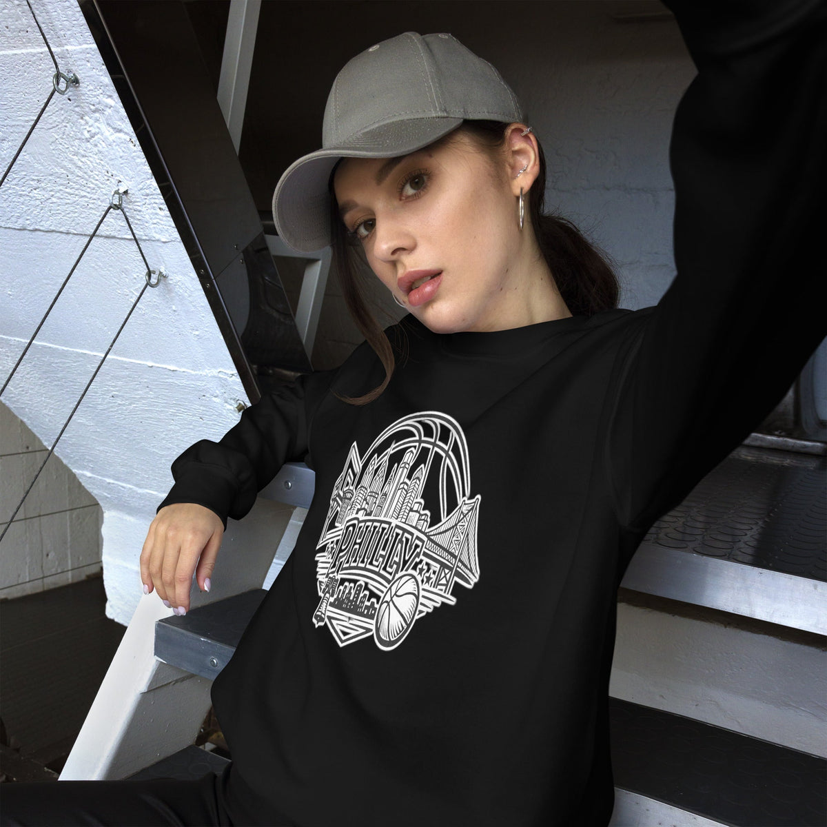 Philly Skyline Basketball Sweatshirt – Limited Drop – Philadelphia Hoops City Pride Line Art 6 Colors Unisex