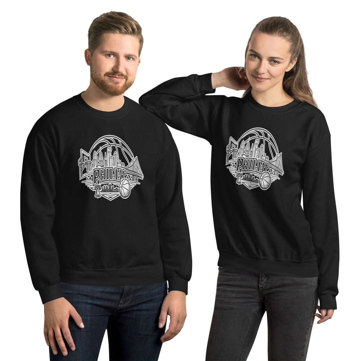 Philly Skyline Basketball Sweatshirt – Limited Drop – Philadelphia Hoops City Pride Line Art 6 Colors Unisex