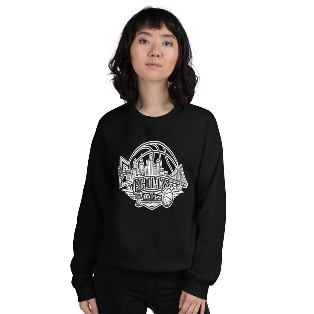 Philly Skyline Basketball Sweatshirt – Limited Drop – Philadelphia Hoops City Pride Line Art 6 Colors Unisex