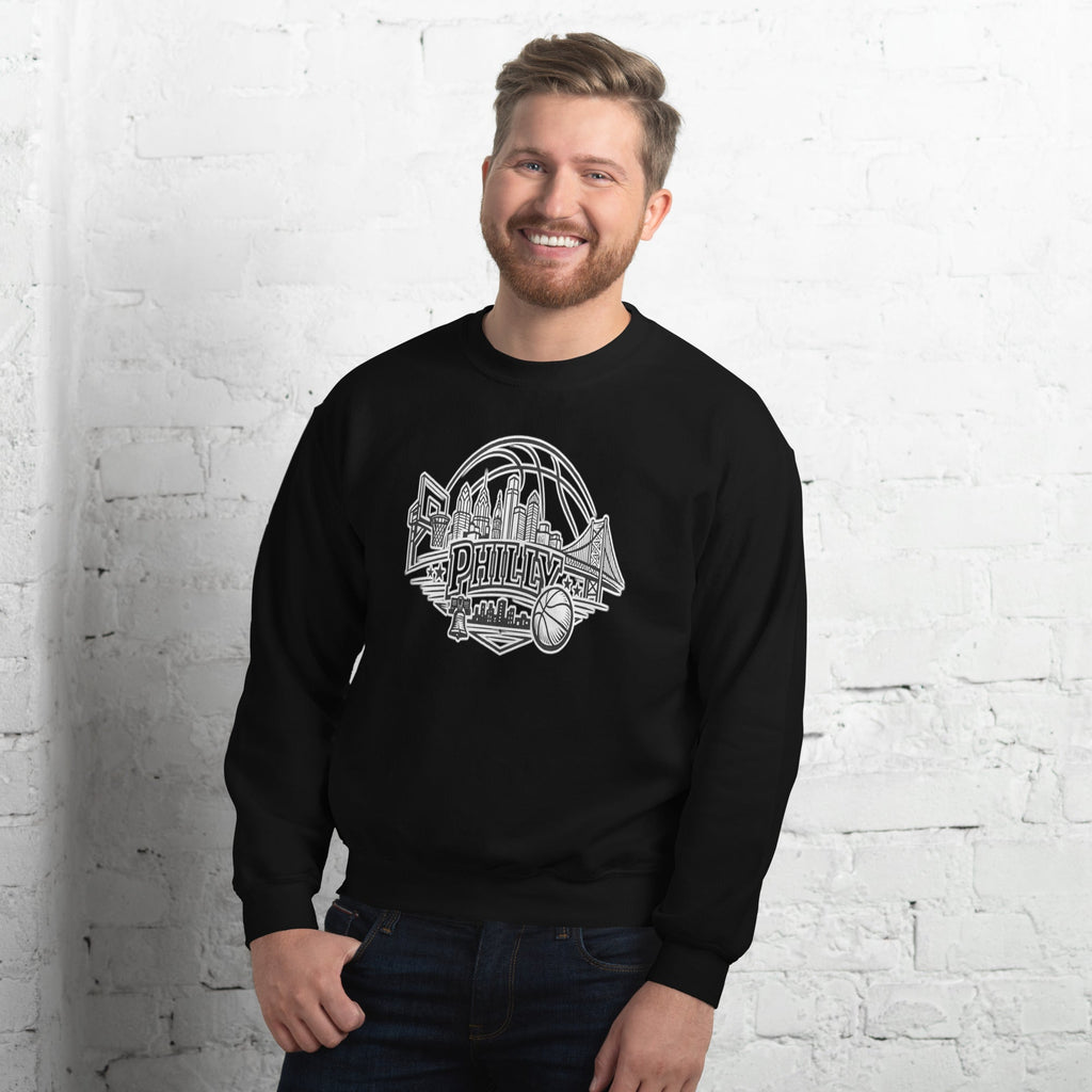 Philly Skyline Basketball Sweatshirt – Limited Drop – Philadelphia Hoops City Pride Line Art 6 Colors Unisex