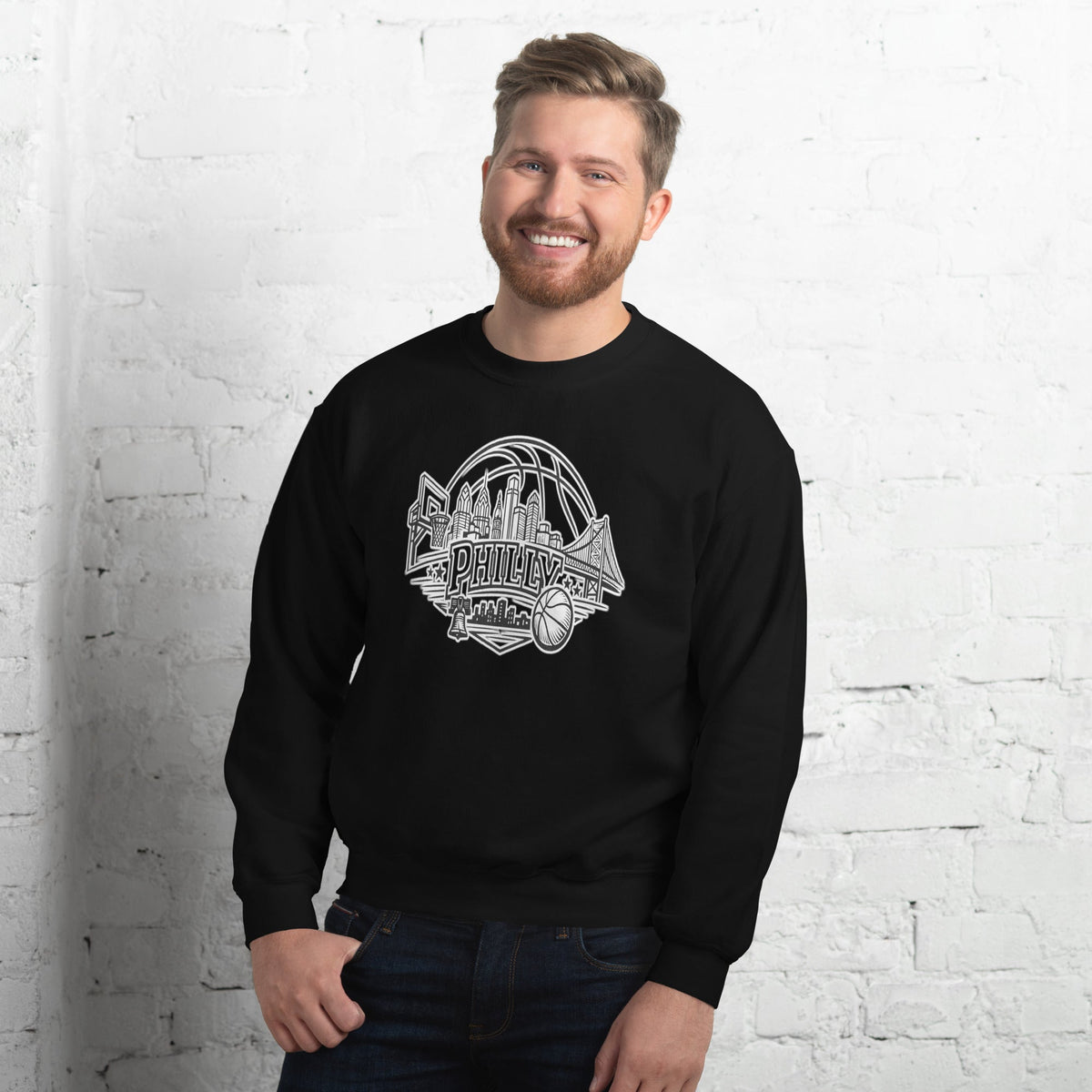 Philly Skyline Basketball Sweatshirt – Limited Drop – Philadelphia Hoops City Pride Line Art 6 Colors Unisex
