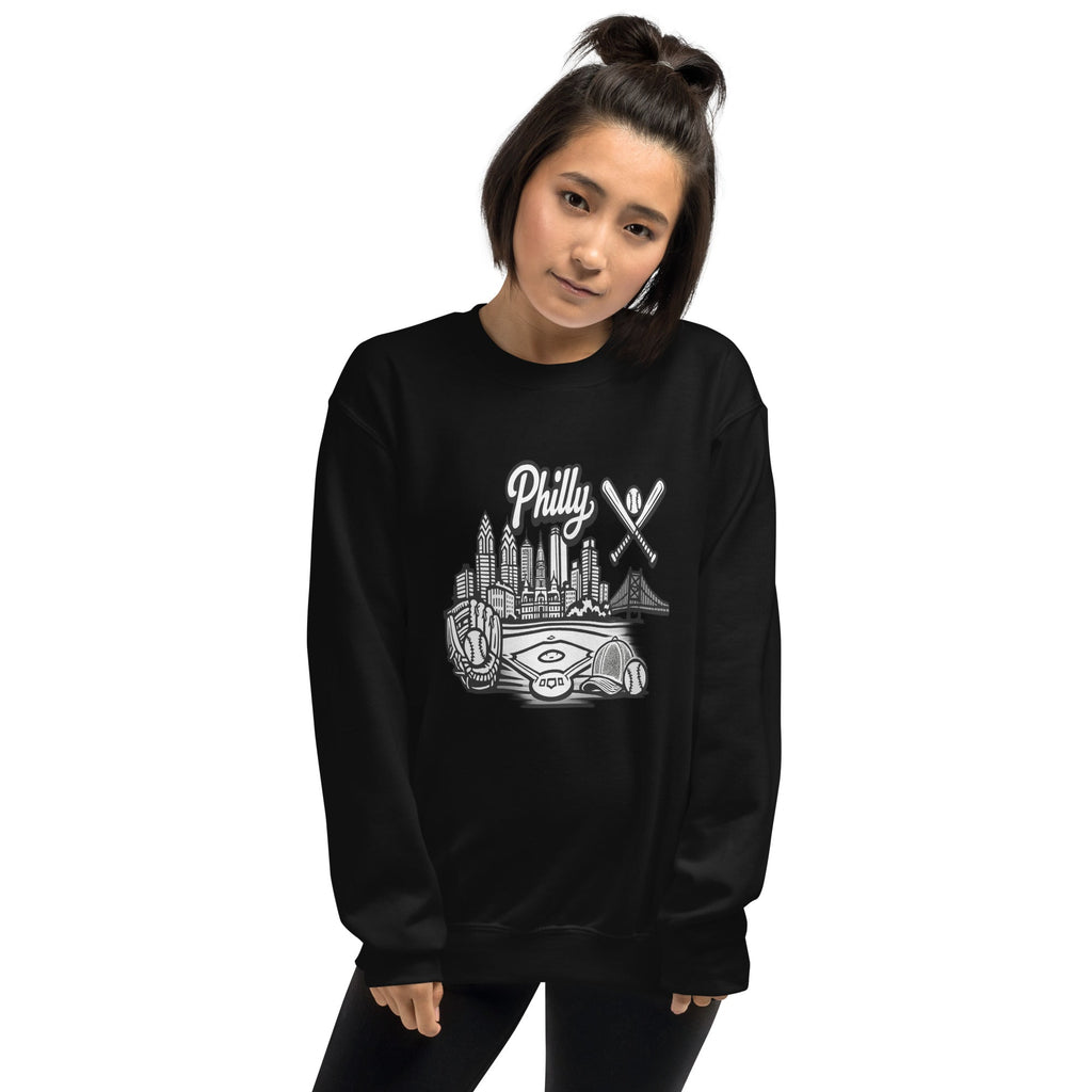 Philly Skyline Baseball Sweatshirt – Limited Drop – Philadelphia City Pride Line Art 6 Colors Unisex