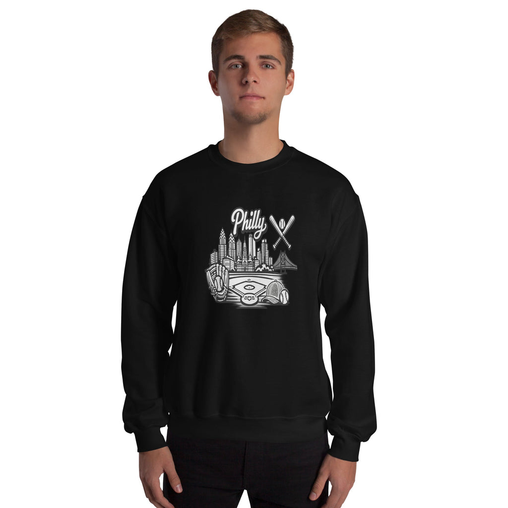 Philly Skyline Baseball Sweatshirt – Limited Drop – Philadelphia City Pride Line Art 6 Colors Unisex