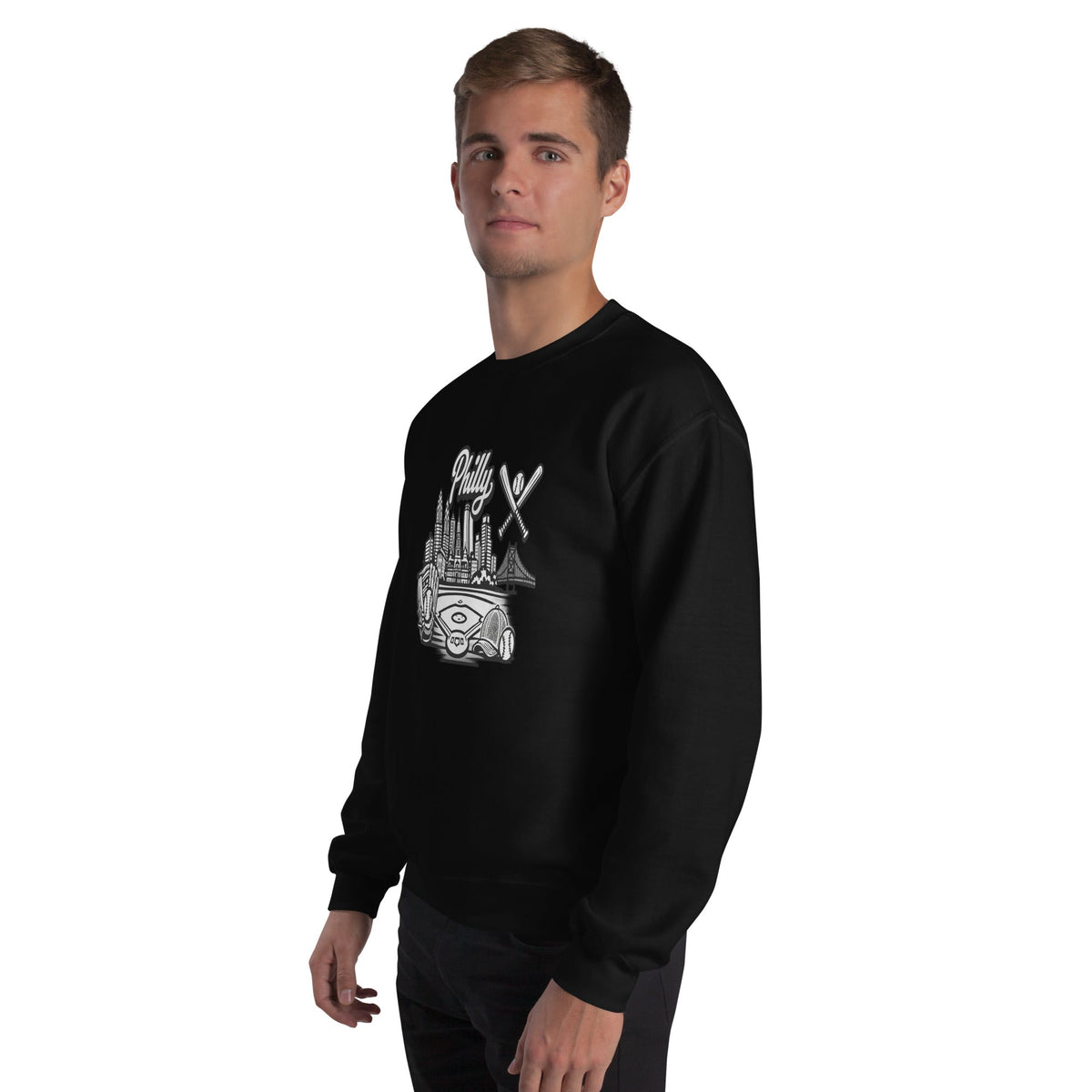 Philly Skyline Baseball Sweatshirt – Limited Drop – Philadelphia City Pride Line Art 6 Colors Unisex