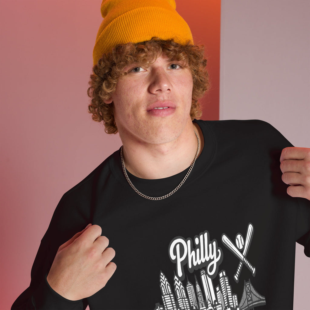 Philly Skyline Baseball Sweatshirt – Limited Drop – Philadelphia City Pride Line Art 6 Colors Unisex
