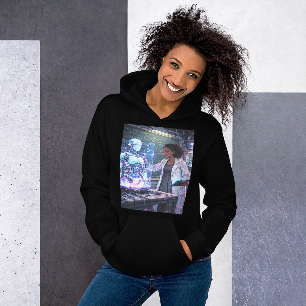 Glitched Genius Hoodie – Limited Drop – Afrofuturism Black Women STEM Robotics Art Unisex