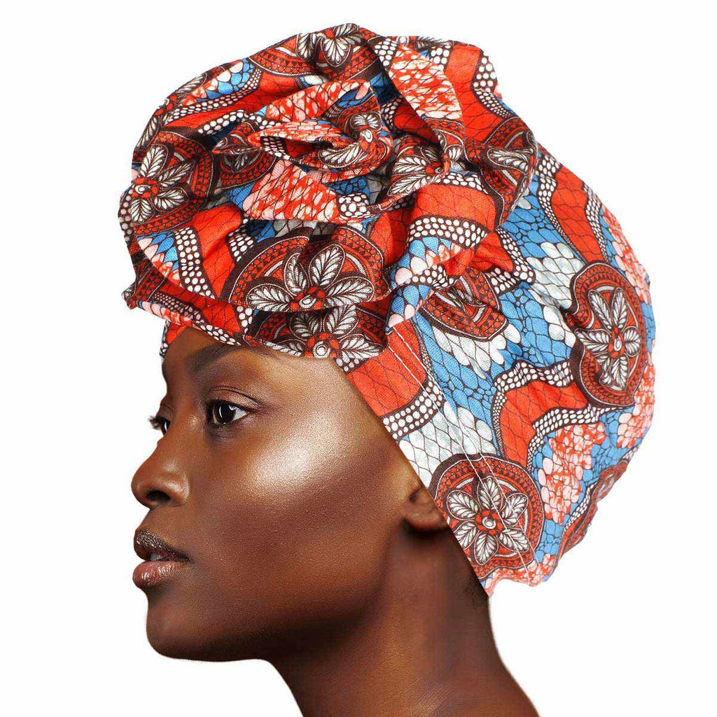 Turban Headband Orange Tribal Flower Knot Stylish Accessory