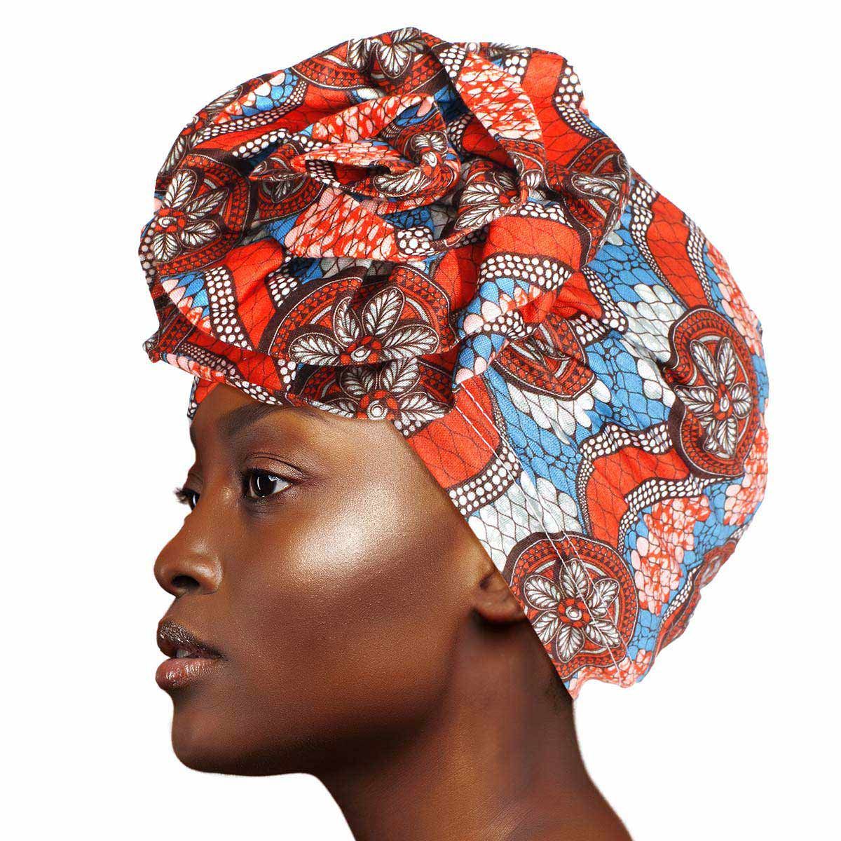 Turban Headband Orange Tribal Flower Knot Stylish Accessory