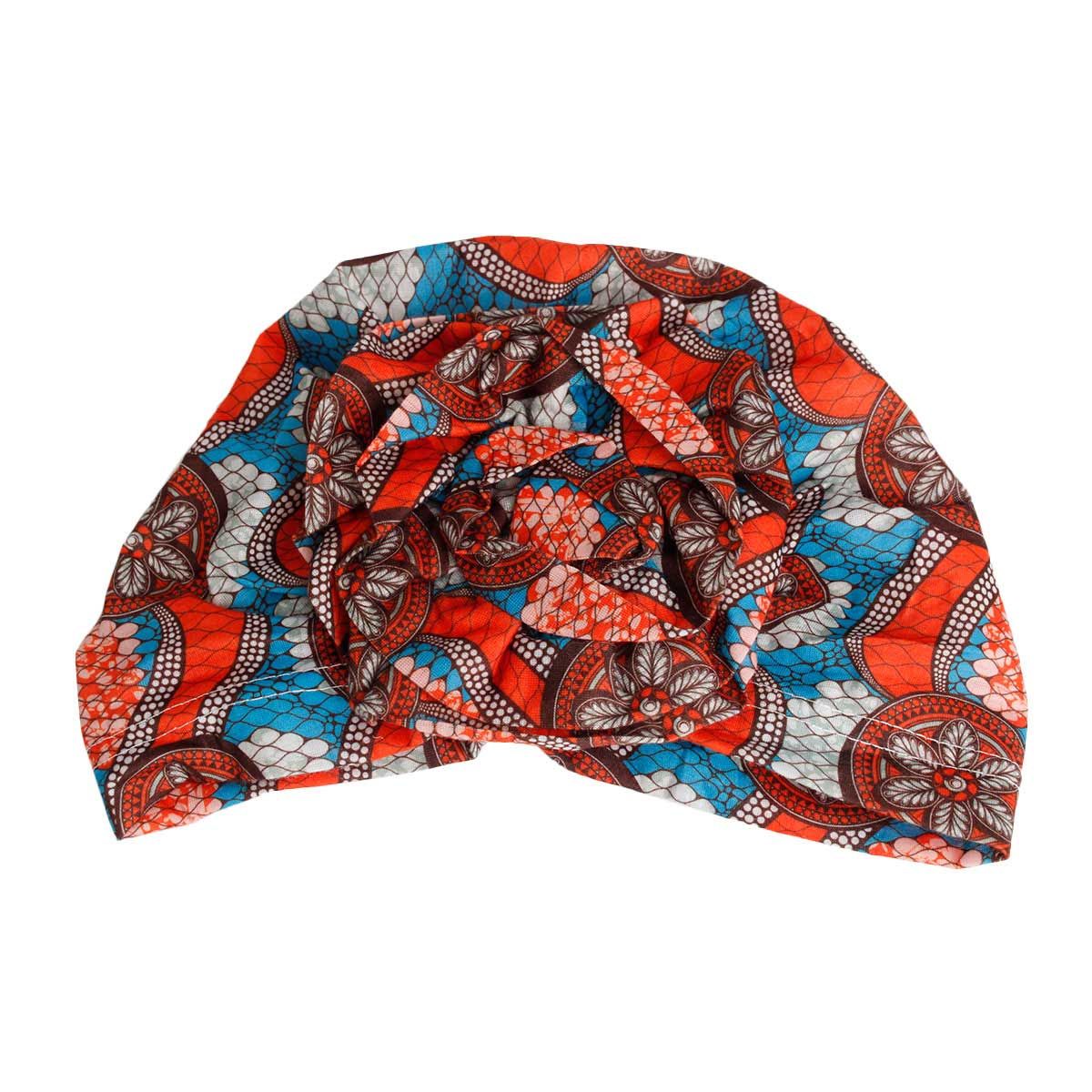 Turban Headband Orange Tribal Flower Knot Stylish Accessory