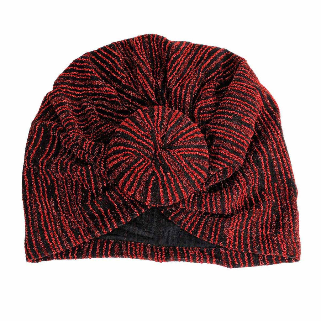 Women’s Trendy Red Stripe Donut Knot Turban Headband Stylish Accessory