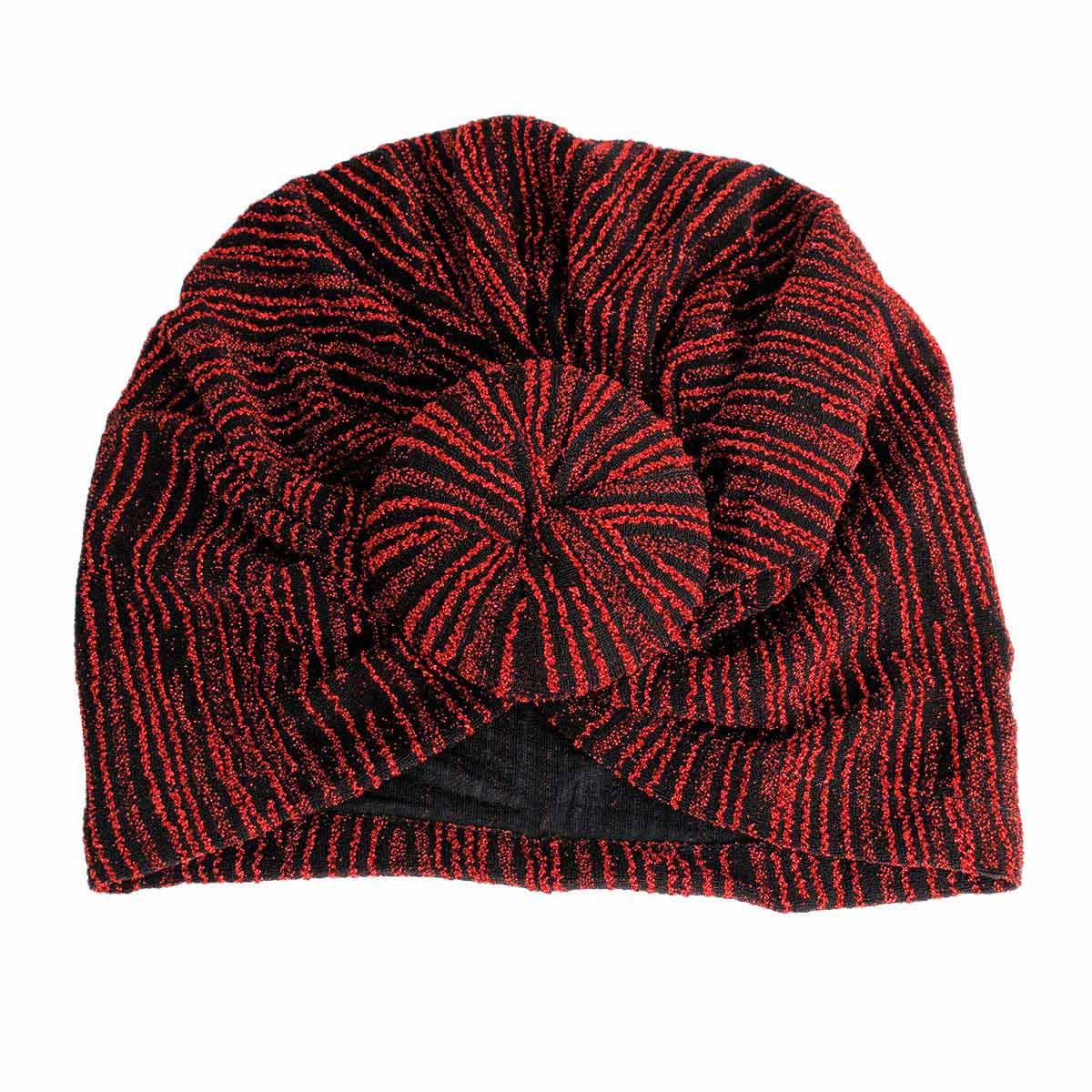 Women’s Trendy Red Stripe Donut Knot Turban Headband Stylish Accessory