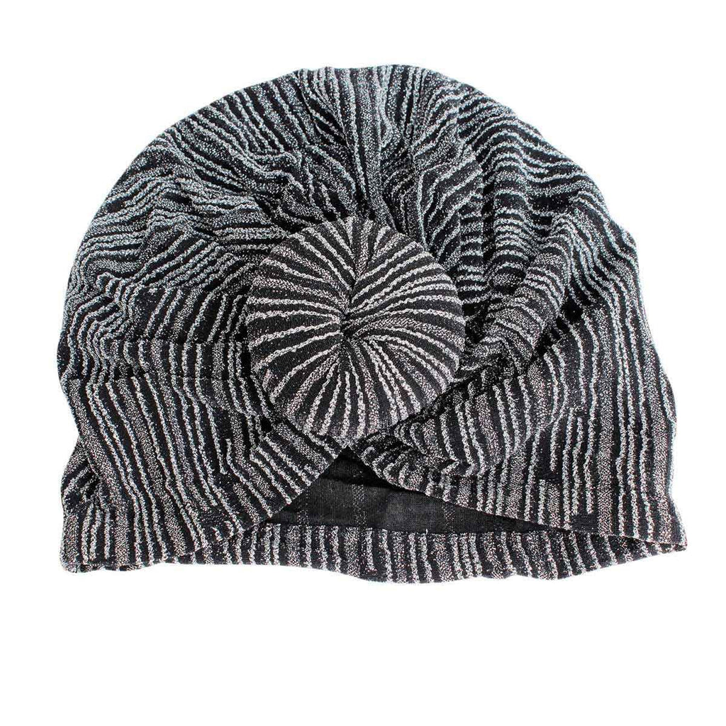 Turban Headband Silver Stripe Donut Knot Stylish Accessory