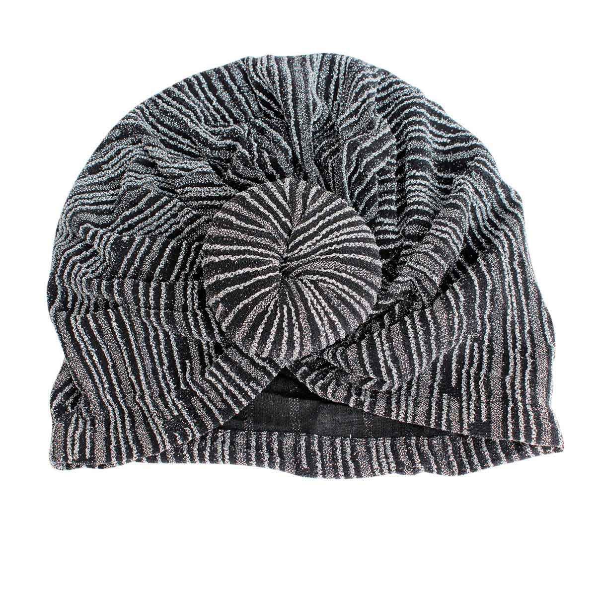 Turban Headband Silver Stripe Donut Knot Stylish Accessory