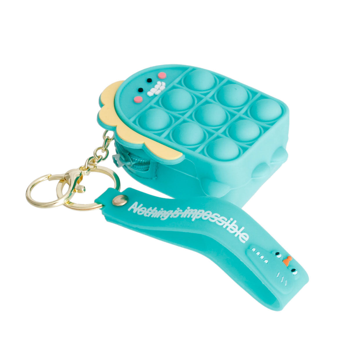 Bubble Pop Keychain Aqua Dino Trendy Fashion Accessory