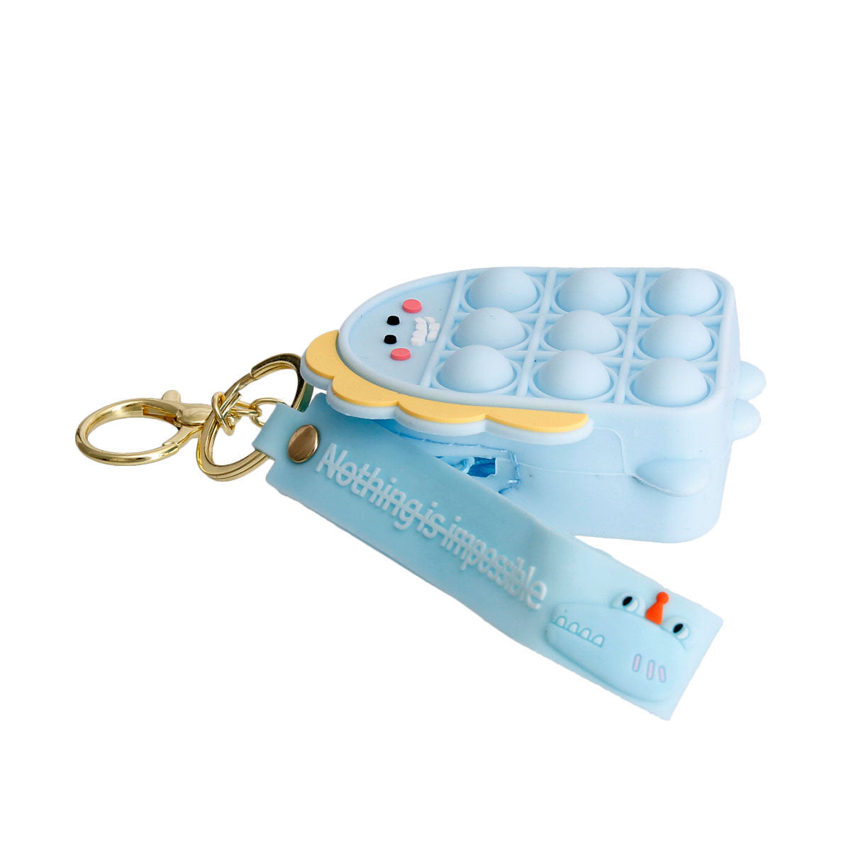 Bubble Pop Keychain Light Blue Dino Trendy Fashion Accessory